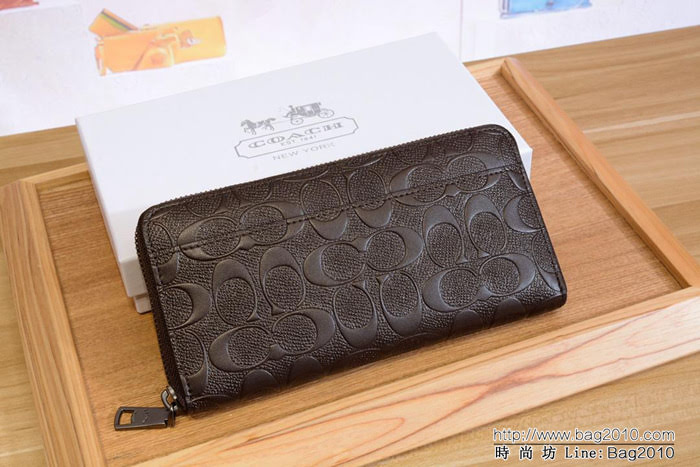 COACH蔻馳 簡約時尚 男士拉鏈牛皮錢包 75372  Chz1220
